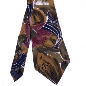 Vintage Christian Dior Monsieur Abstract Watercolor Print 100% Silk Tie